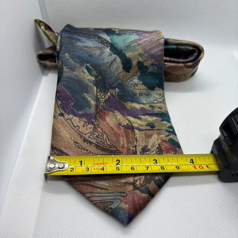 Bernardo Couture Necktie Mens Tie Grunge Abstract‎ Tapestry Wide Tie 80s Vintage